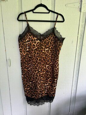 Venus Leopard Dress Black Lace Trim Mini Party Dress Size 14